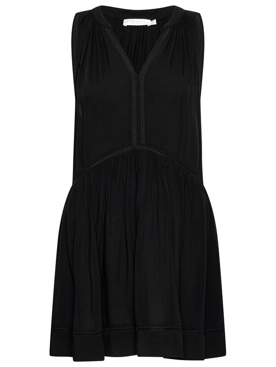 Seafolly Seafolly Sommerkleid Ladder Detail 52931-DR Schwarz Relaxed Fit