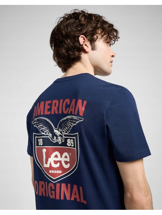 Lee Lee T-Shirt Graphic Tee Niebieski Regular Fit
