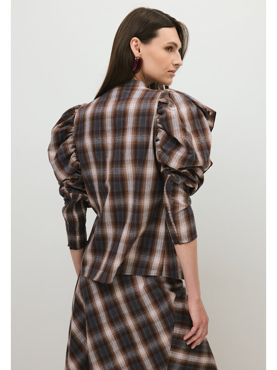 BIZUU BIZUU Bluzka ANTUANA CHECKED SHIRT Brązowy Standard Fit