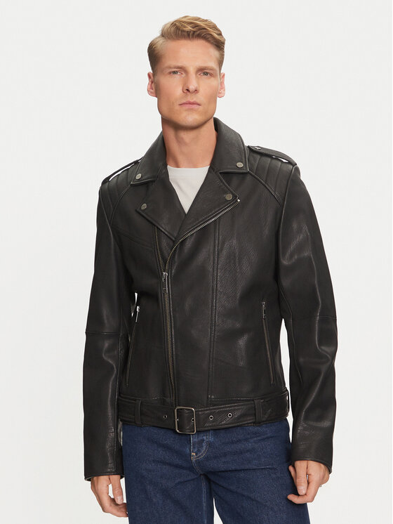 HUGO Hugo Кожено яке Lowis-5 50521018 Черен Regular Fit