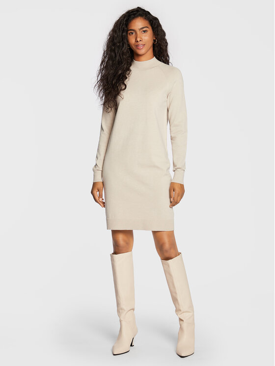 Comma Comma Rochie tricotată 2120199 Bej Regular Fit