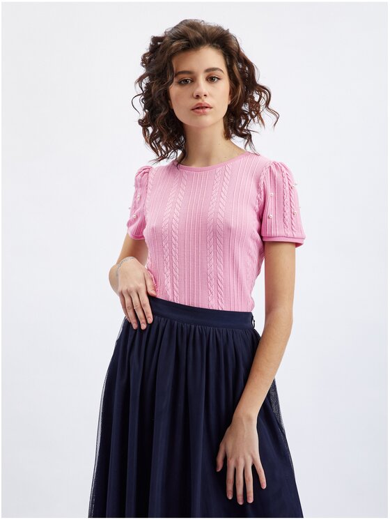 Orsay Orsay T-Shirt 155065359000__M Różowy Regular Fit