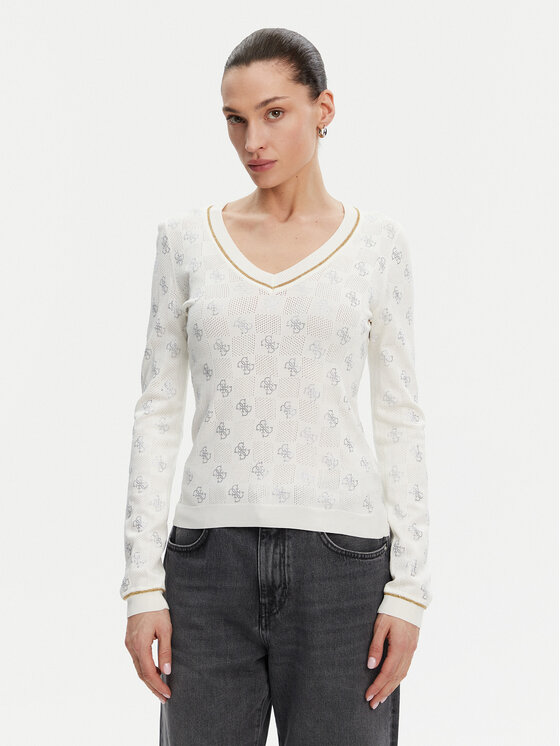 Guess Guess Pulover W5GR07 Z3D60 Bej Regular Fit