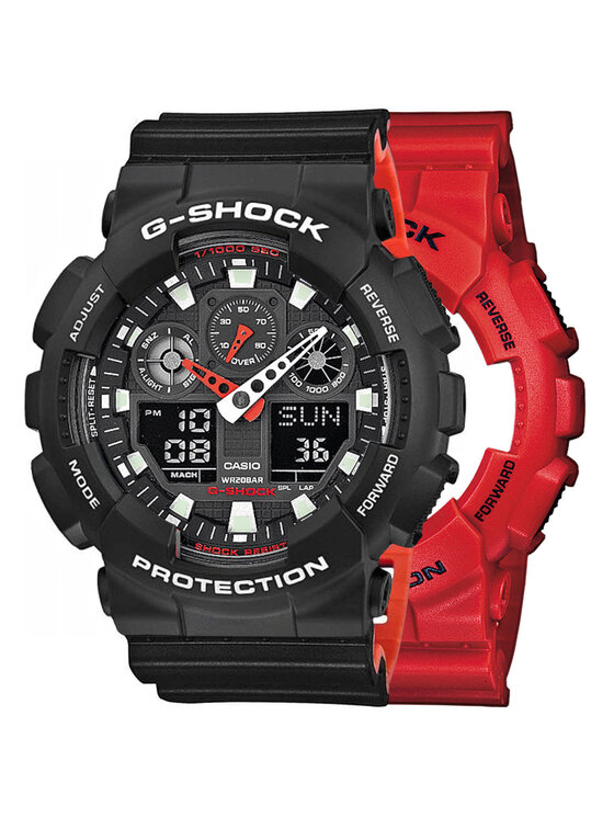 Casio Casio Zegarek SET GA-100B-4AER + BEZEL 10508136 + PASEK 10577142 Czarny
