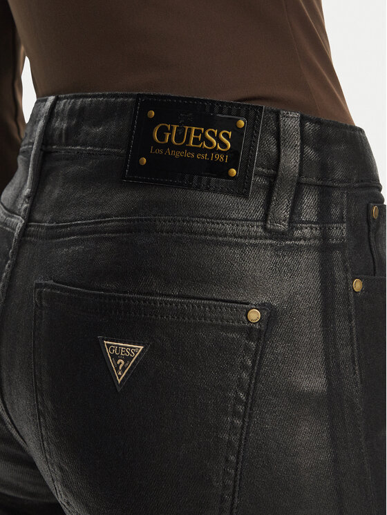 Guess Guess Tehisnahast püksid W6BA0L D2083 Must Bootcut Fit
