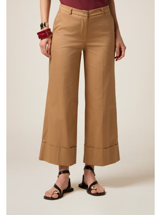 Oltre Oltre Pantaloni di tessuto P065R208995N012 Écru Cropp Fit
