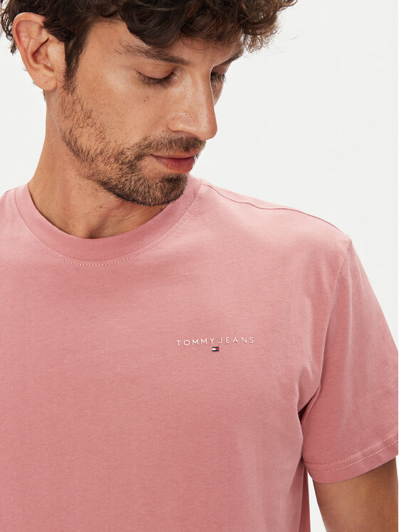 Tommy Jeans Tommy Jeans T-Shirt Linear Chest DM0DM21780 Różowy Slim Fit