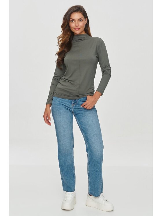 Makadamia Makadamia Bluzka M840 Khaki Shaped Fit