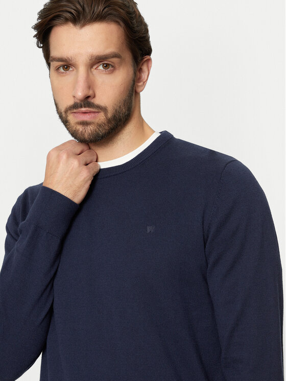 Wrangler Wrangler Sweter 112357427 Granatowy Regular Fit