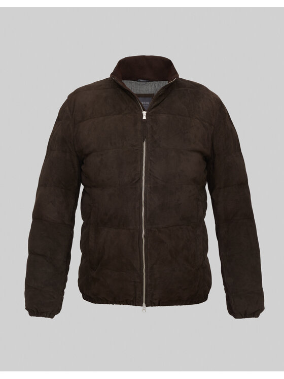 Borgio Borgio Kurtka skórzana CALVI BR2 Brązowy Classic Fit
