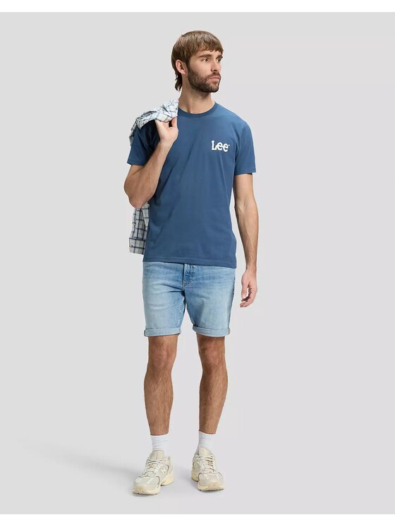Lee Lee Szorty jeansowe RIDER SHORT Niebieski Slim Fit