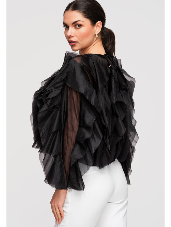 Ombre Ombre Bluzka OW-TS-E0039 Czarny Loose Fit