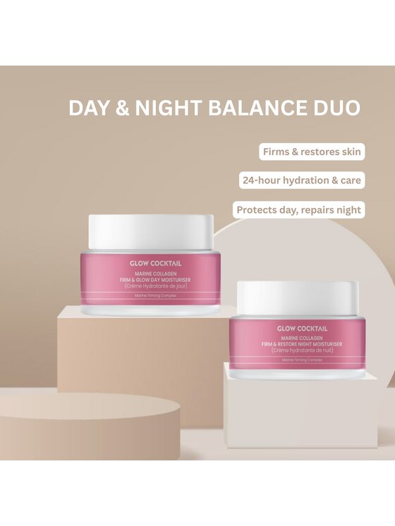 Glow Cocktail Glow Cocktail Zestaw Firm & Glow + Firm & Restore: krem na dzień 50 ml + krem na noc 50 ml Krem do twarzy