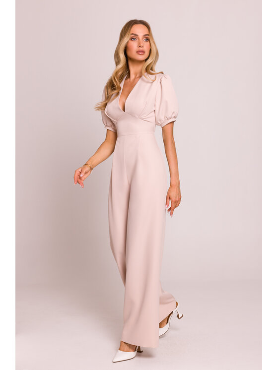 Made of Emotion Made of Emotion Jumpsuit M852 Beige Sexy Straight Fit