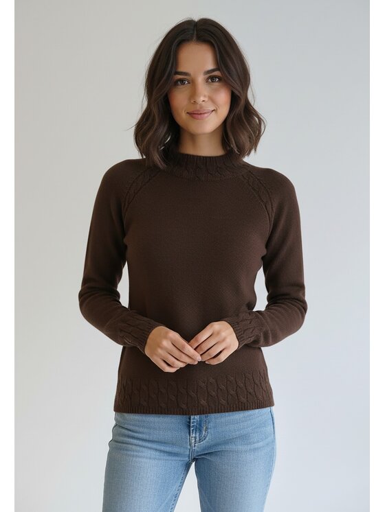 FIGL FIGL Sweter M1269 Brązowy Regular Fit
