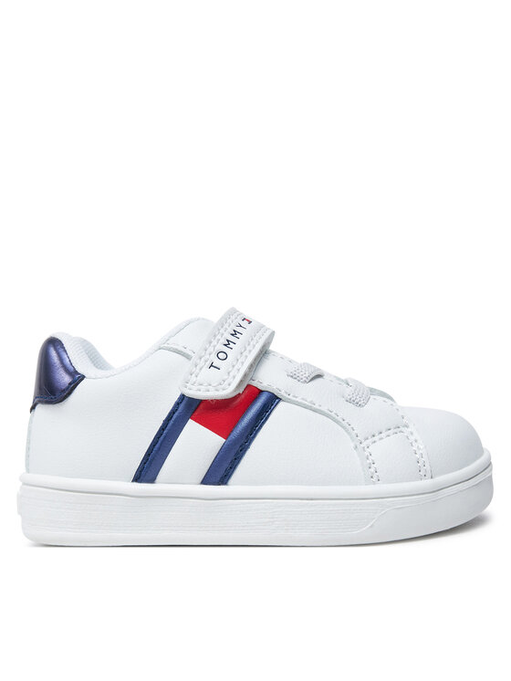 Tommy Hilfiger Snīkeri Signature Tape Hook And Loop Sneakers T1A9-33516-1351 Balts