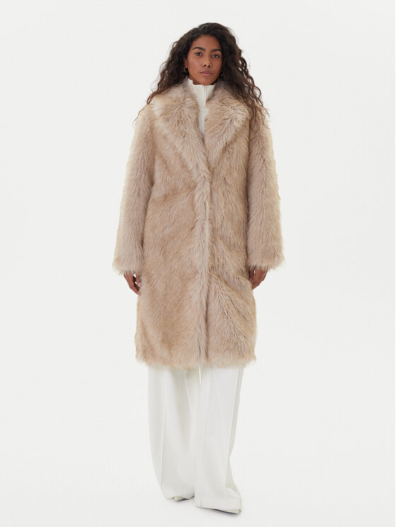 Liu Jo Liu Jo Pelzmantel MF5459 E1024 Beige Regular Fit