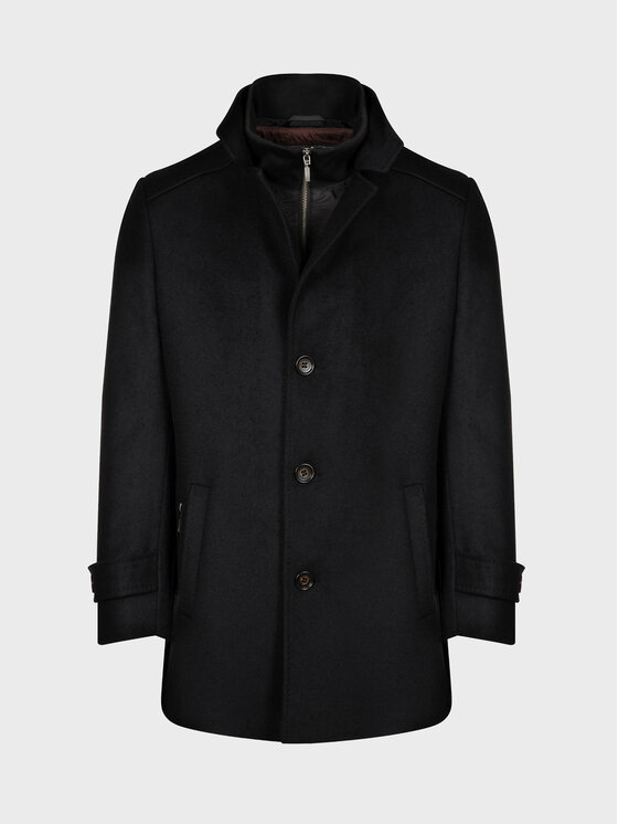 Evenemen Evenemen Płaszcz wełniany Breno Czarny Slim Fit