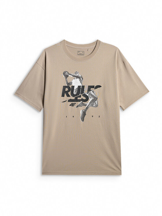4F 4F T-Shirt ESSENTIALS Beżowy Loose Fit