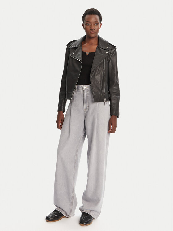 BOSS BOSS Geacă de piele C_Sandy 50541769 Negru Regular Fit
