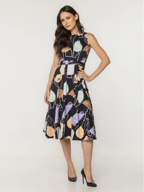 Willsoor Willsoor Sukienka koktajlowa 68116 Granatowy A-Line Fit