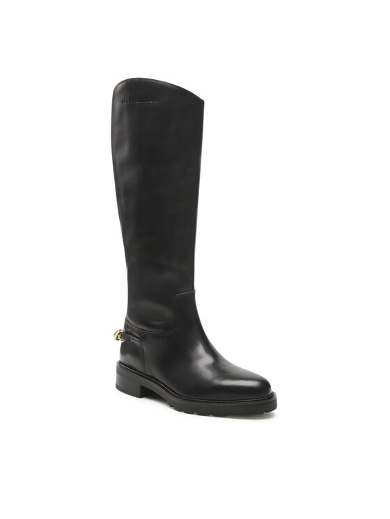 Tommy Hilfiger Tommy Hilfiger Μπότες Ιππασίας Twist Flat Longboot FW0FW07057 Μαύρο
