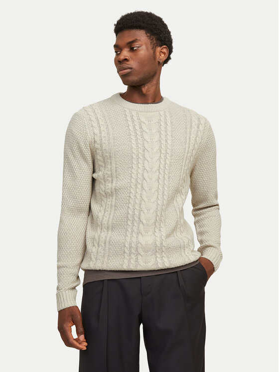 Jack&Jones Sveter Craig 12258480 Écru Regular Fit