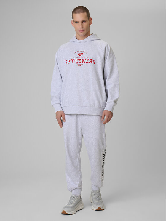 4F 4F Bluza SPORTS CLUB Szary jasny Loose Fit
