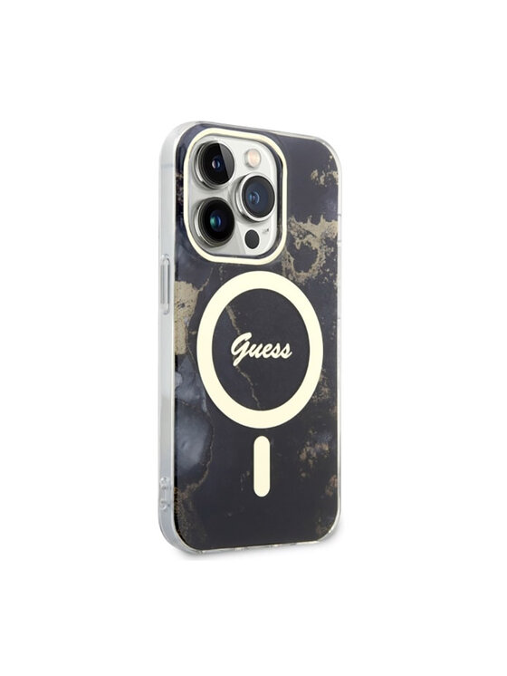 Guess Guess Etui na telefon olden Marble MagSafe Czarny