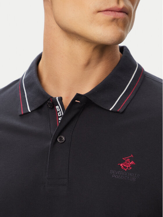Beverly Hills Polo Club Beverly Hills Polo Club Тениска с яка и копчета P-SS26M-P450111 Тъмносин Regular Fit