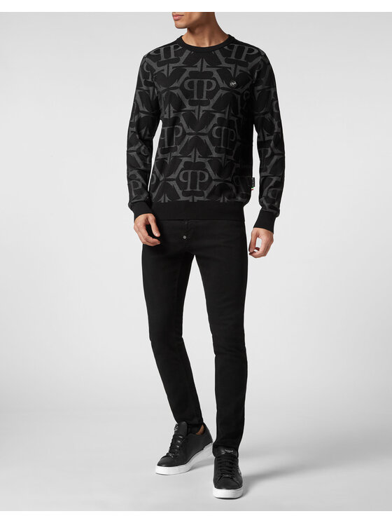 PHILIPP PLEIN PHILIPP PLEIN Sweter 1711 Czarny Regular Fit