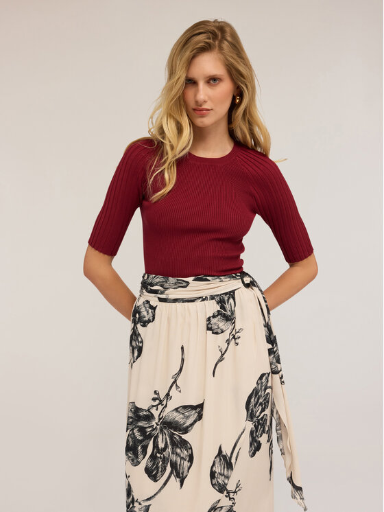 Motivi Motivi Cardigan M417W003511N036 Bordeaux Slim Fit