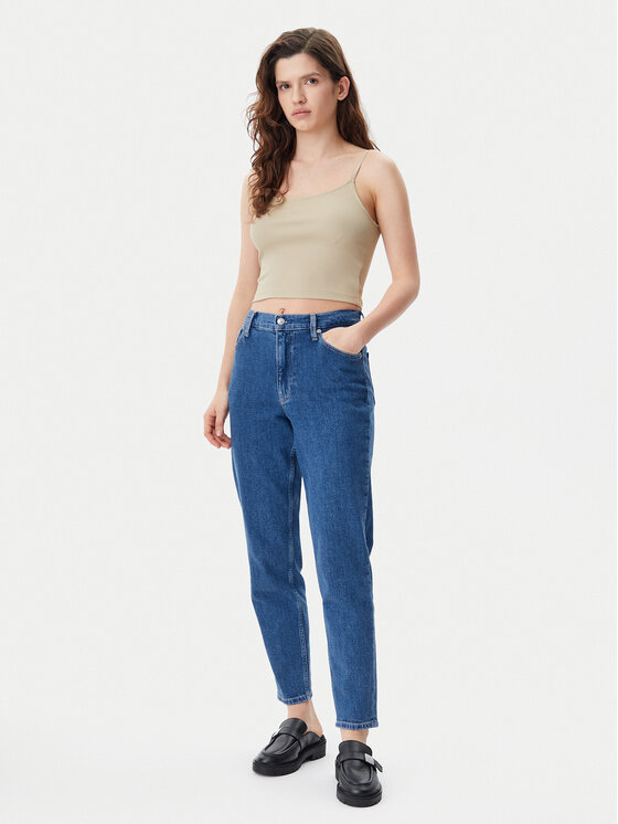 Calvin Klein Jeans Calvin Klein Jeans Top Logo J20J225312 Beżowy Slim Fit