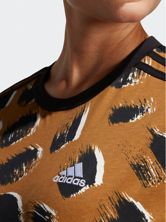 adidas adidas T-särk Essentials 3-Stripes Single Jersey Crop Top IC0762 Pruun Loose Fit