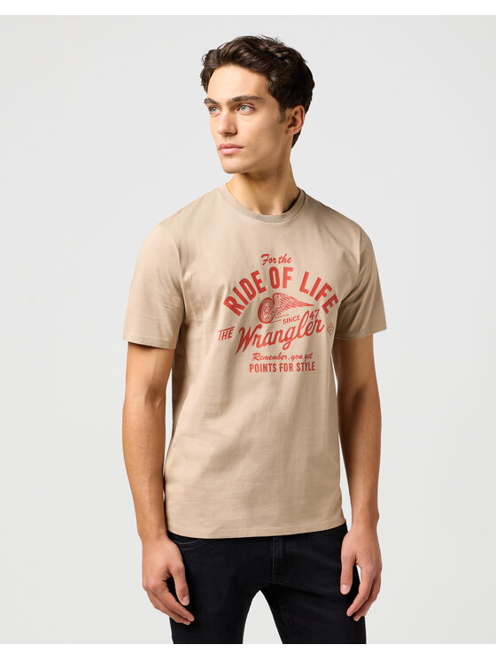 Wrangler Wrangler T-Shirt AMERICANA TEE 112362788 Beżowy Regular Fit