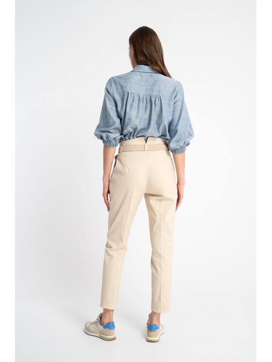 CLICK CLICK Kalhoty z materiálu 30-412 Écru Feminine Fit