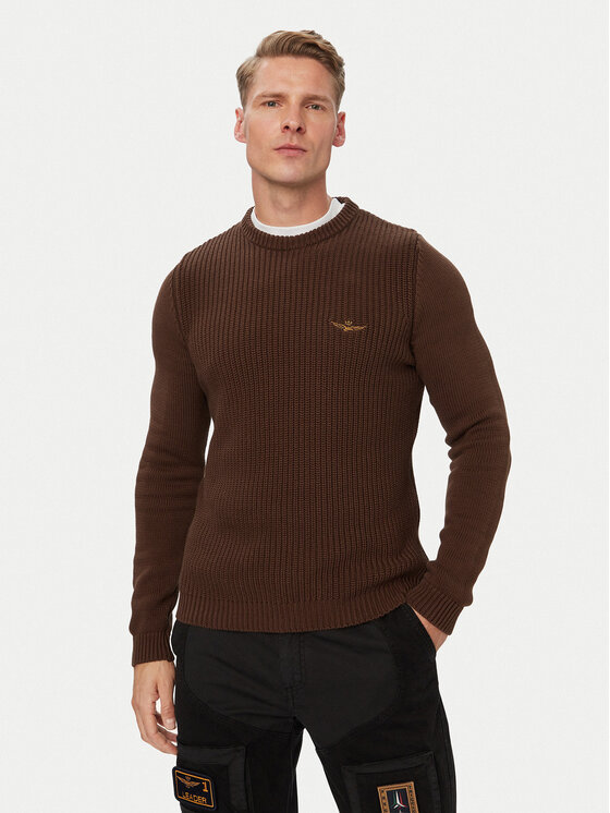 Aeronautica Militare Pulover 262MA1571UL00409 Maro Regular Fit