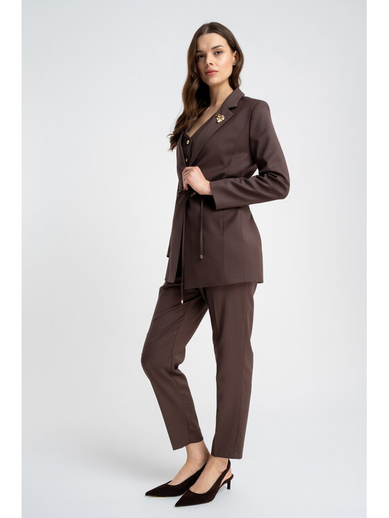 CLICK CLICK Marynarka 70-951 Brązowy Regular Fit