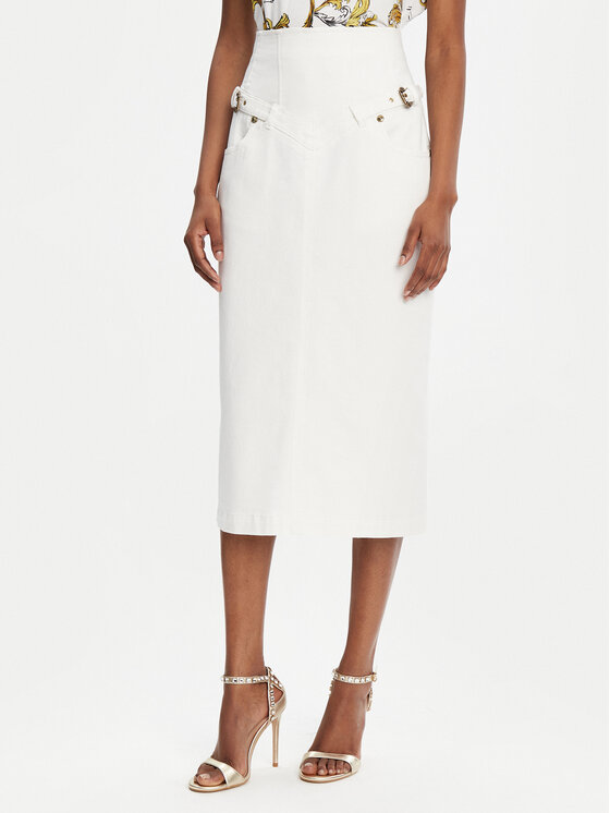 Versace Jeans Couture Versace Jeans Couture Džinsinis sijonas 78HAE85E Balta Regular Fit