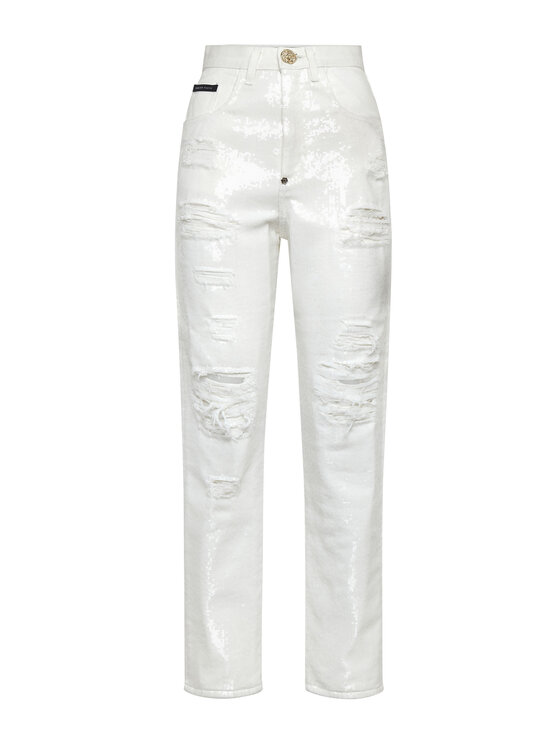 PHILIPP PLEIN PHILIPP PLEIN Jeansy 1741 Biały Mom Fit