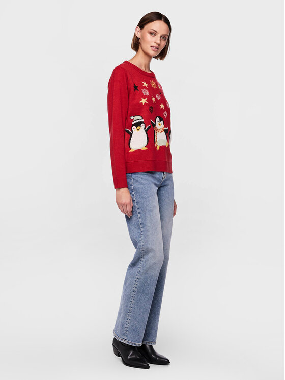 Pieces Pieces Пуловер 17121018 Червен Regular Fit