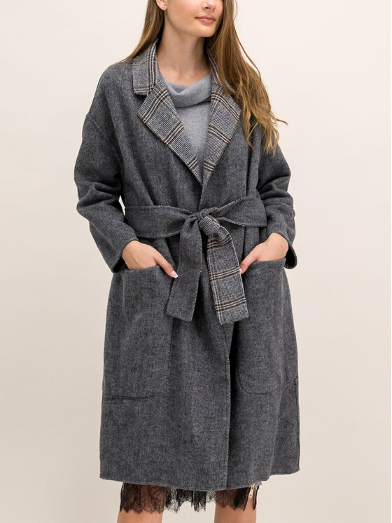 TWINSET TWINSET Vuneni kaput 192TP2300 Siva Regular Fit