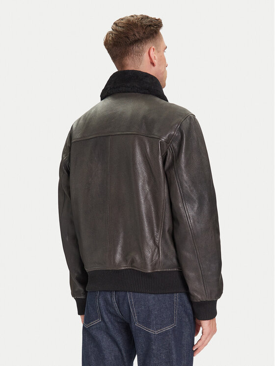 JOOP! Geacă de piele Falko 80000864 Gri Regular Fit | Modivo.ro