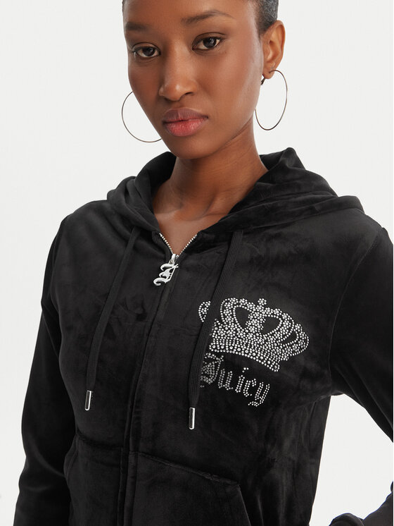Juicy Couture Juicy Couture Суитшърт Gothic Crown JCBAS126805 Черен Slim Fit