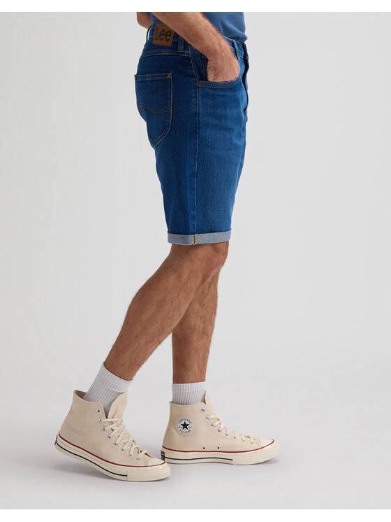 Lee Lee Szorty jeansowe 5 POCKET SHORT Niebieski Straight Leg