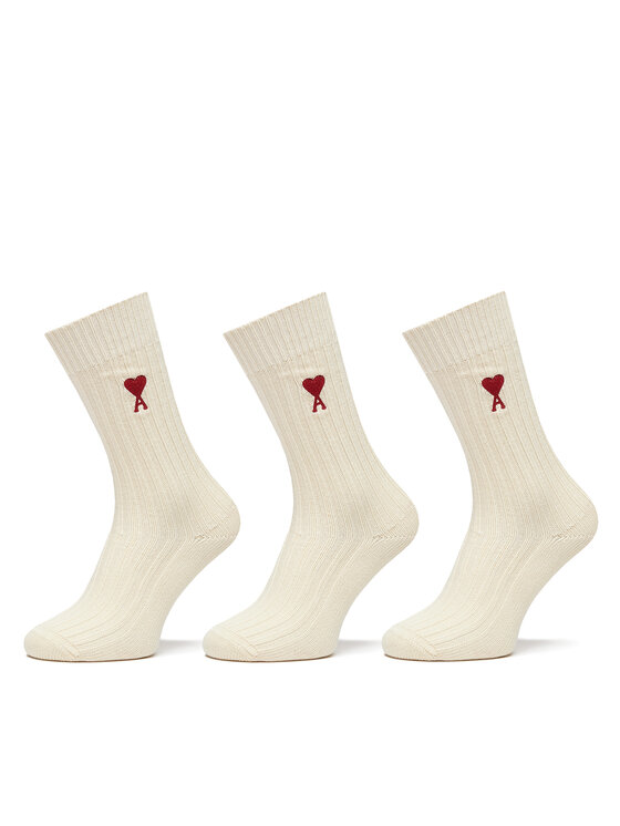 Șosete Înalte Unisex AMI PARIS USC003.379 Écru