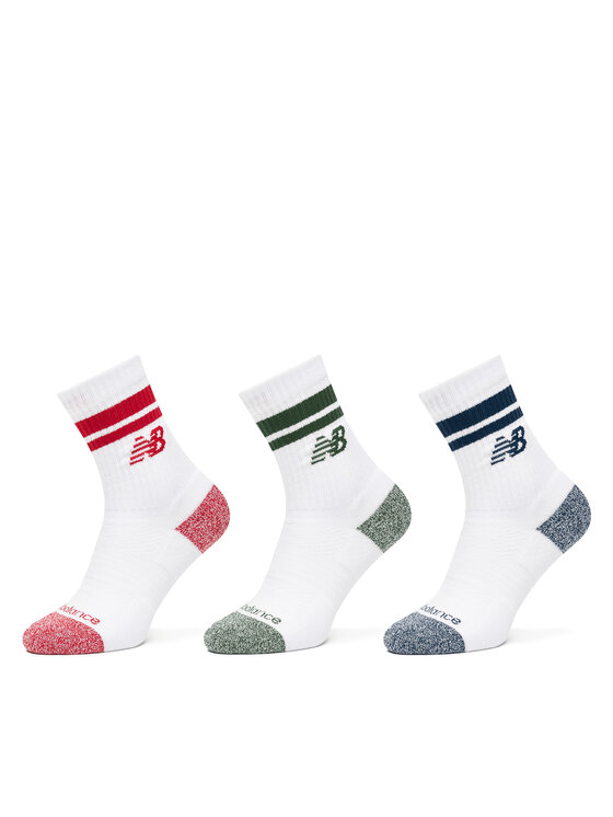 New Balance New Balance Комплект 3 чифта дълги чорапи мъжки Active Lifestyle Striped Crew LAS35210AS1 Бял