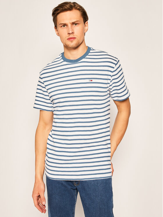 Tommy Jeans Marškinėliai Tommy Stripe Tee DM0DM07808 Mėlyna Regular Fit •  Modivo.lt