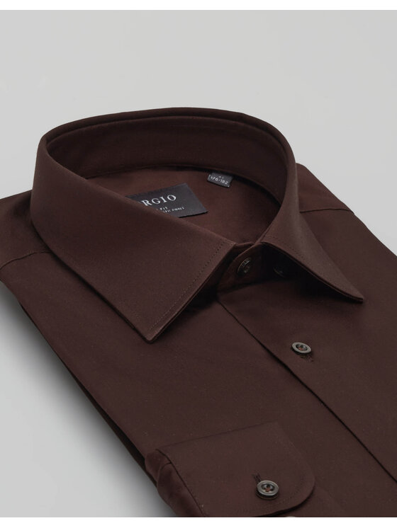 Borgio Borgio Koszula simala 00650 Brązowy Slim Fit
