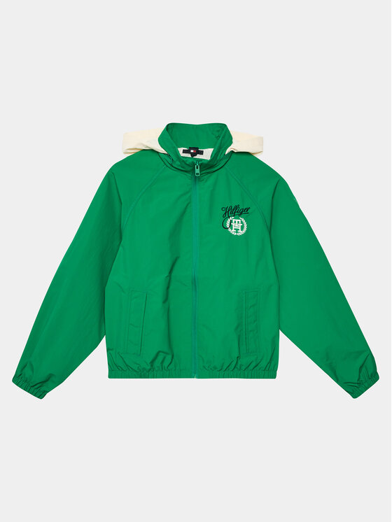 Tommy Jeans Windjacke - Kinderkleidung, Größe 10Y Grün Script Monogram KG0KG07898